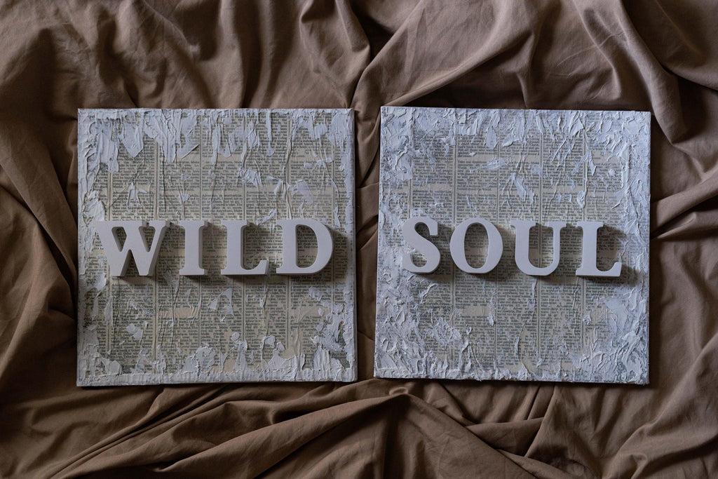 WILD SOUL - Diptych - Textured Gypsum Art Set of 2