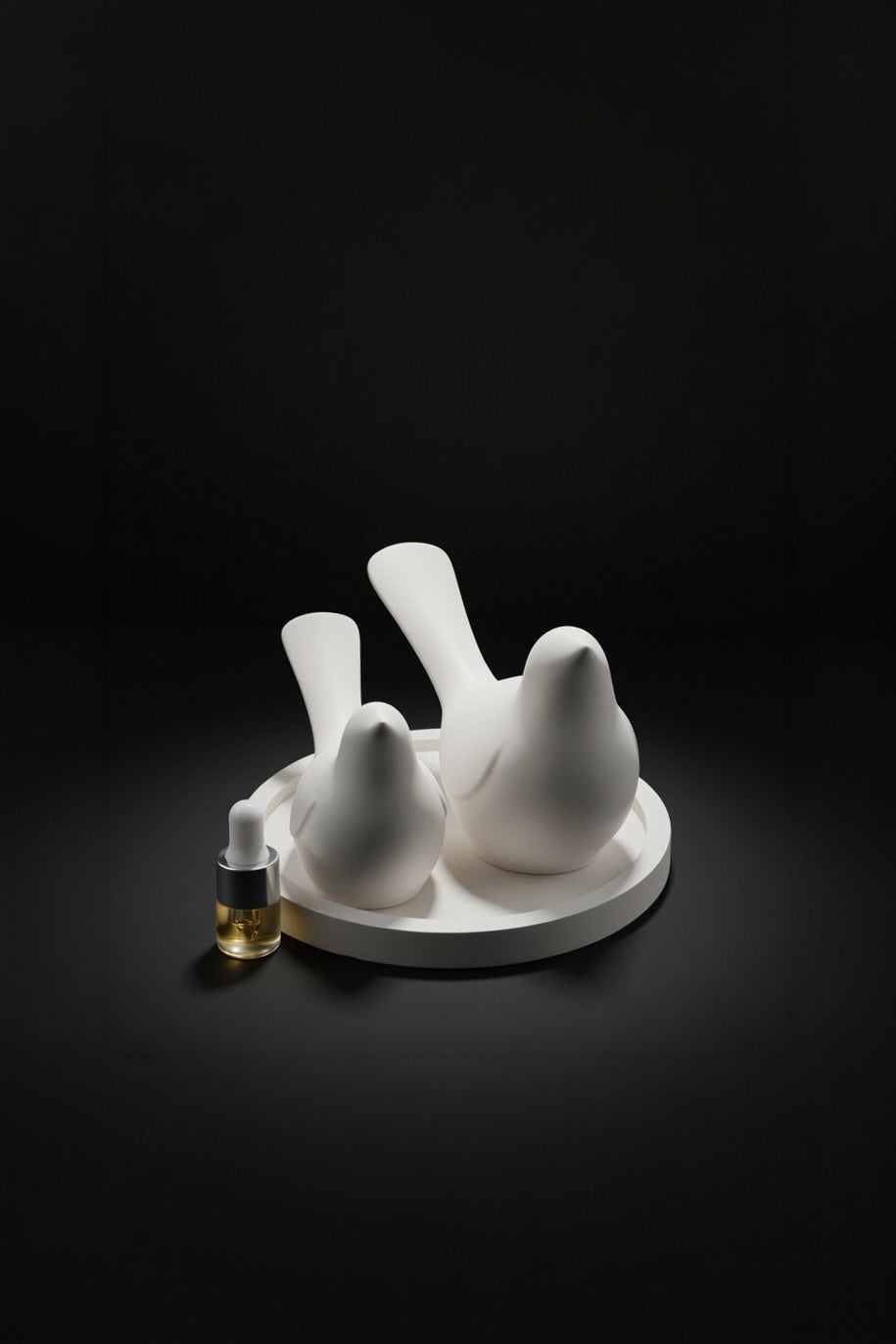 Three Birds Aroma Stone Sculpture | Handcrafted Gypsum Diffuser | Peaceful Home Decor