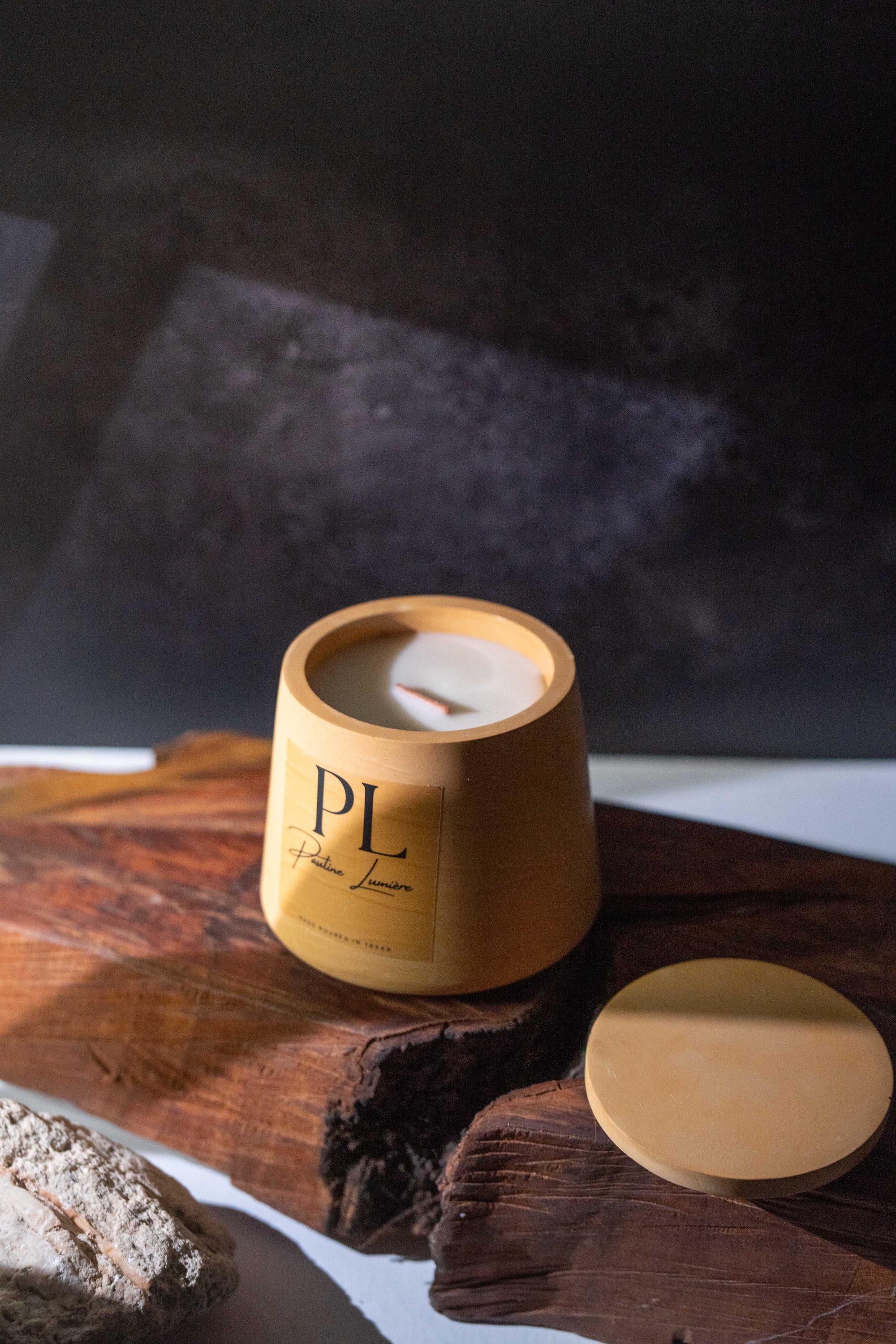 Handmade Soy Candle with Frankincense • Terracotta Plaster Holder, Spiritual Awakening