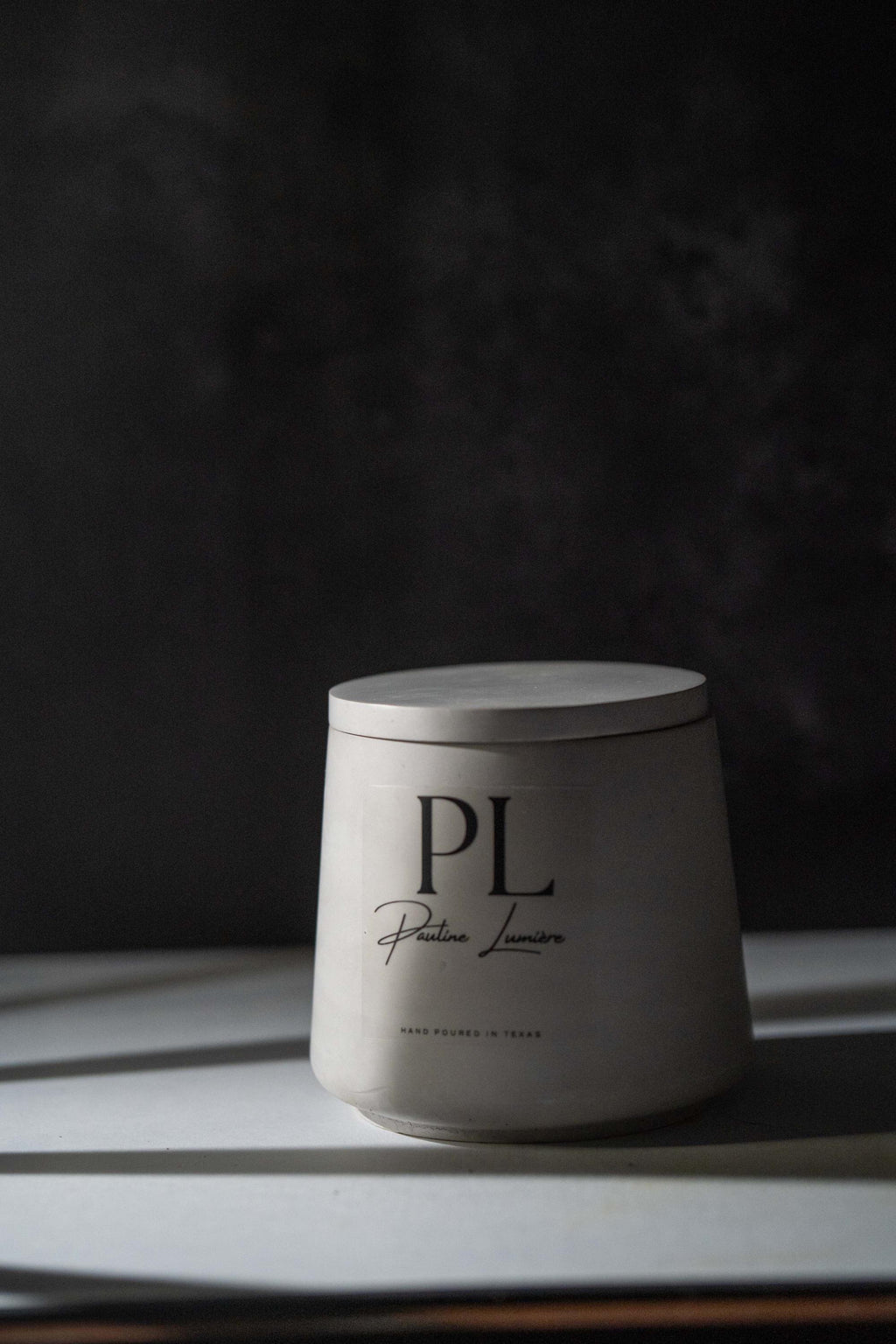 Handmade Sandalwood Soy Candle • Gray Plaster Holder, Inner Balance Aromatherapy