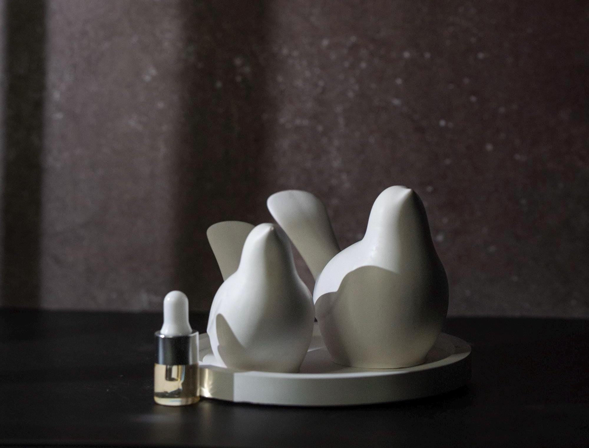 Three Birds Aroma Stone Sculpture | Handcrafted Gypsum Diffuser | Peaceful Home Decor