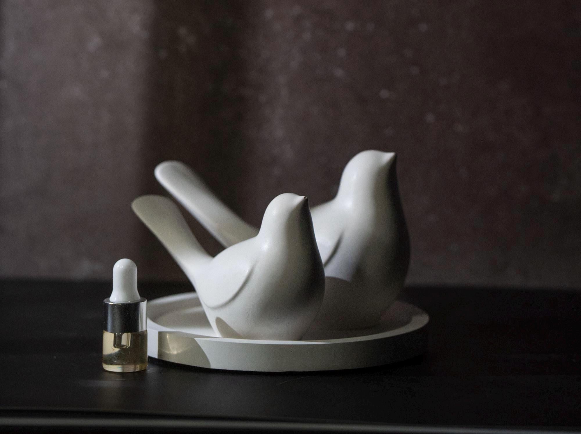 Three Birds Aroma Stone Sculpture | Handcrafted Gypsum Diffuser | Peaceful Home Decor