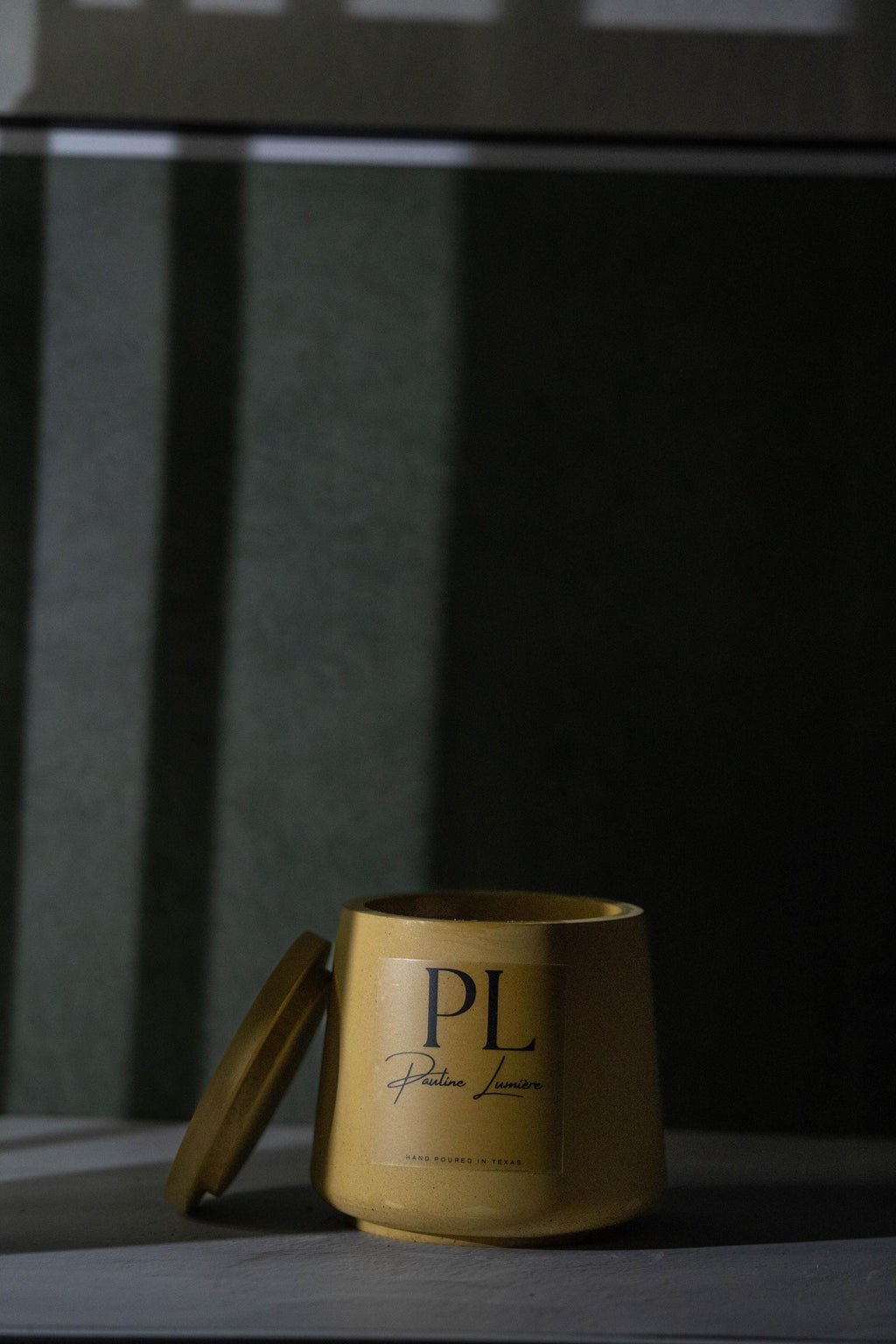 Handmade Jasmine Soy Candle • Olive Plaster Holder, Heart Opening Ritual