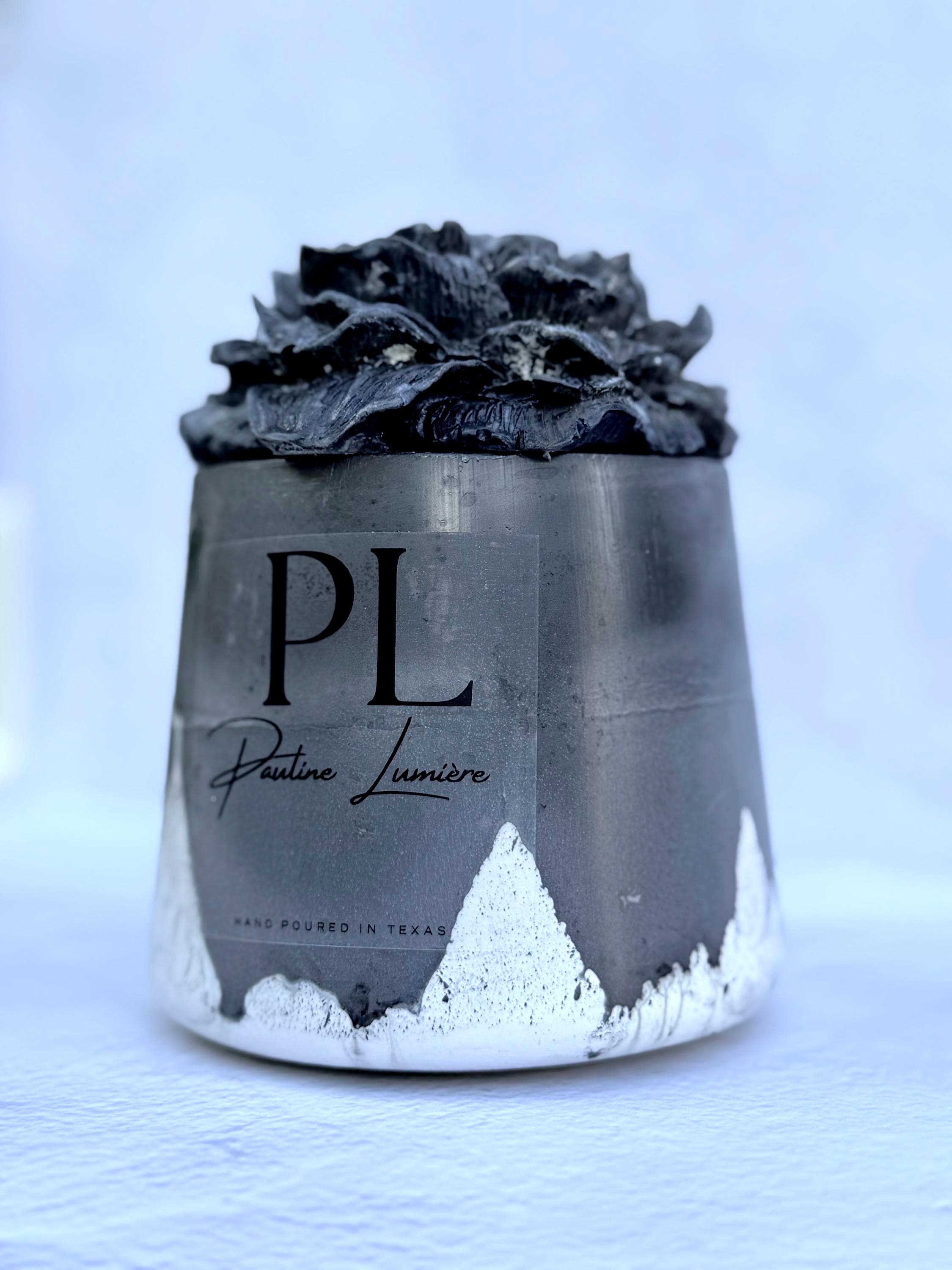 Obsidian Veil | Black Flower Concrete Candle | Frankincense, Myrrh, Palo Santo | Ritual Meditation Candle