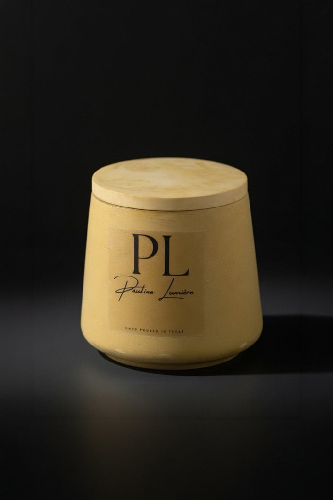 Handmade Jasmine Soy Candle • Olive Plaster Holder, Heart Opening Ritual