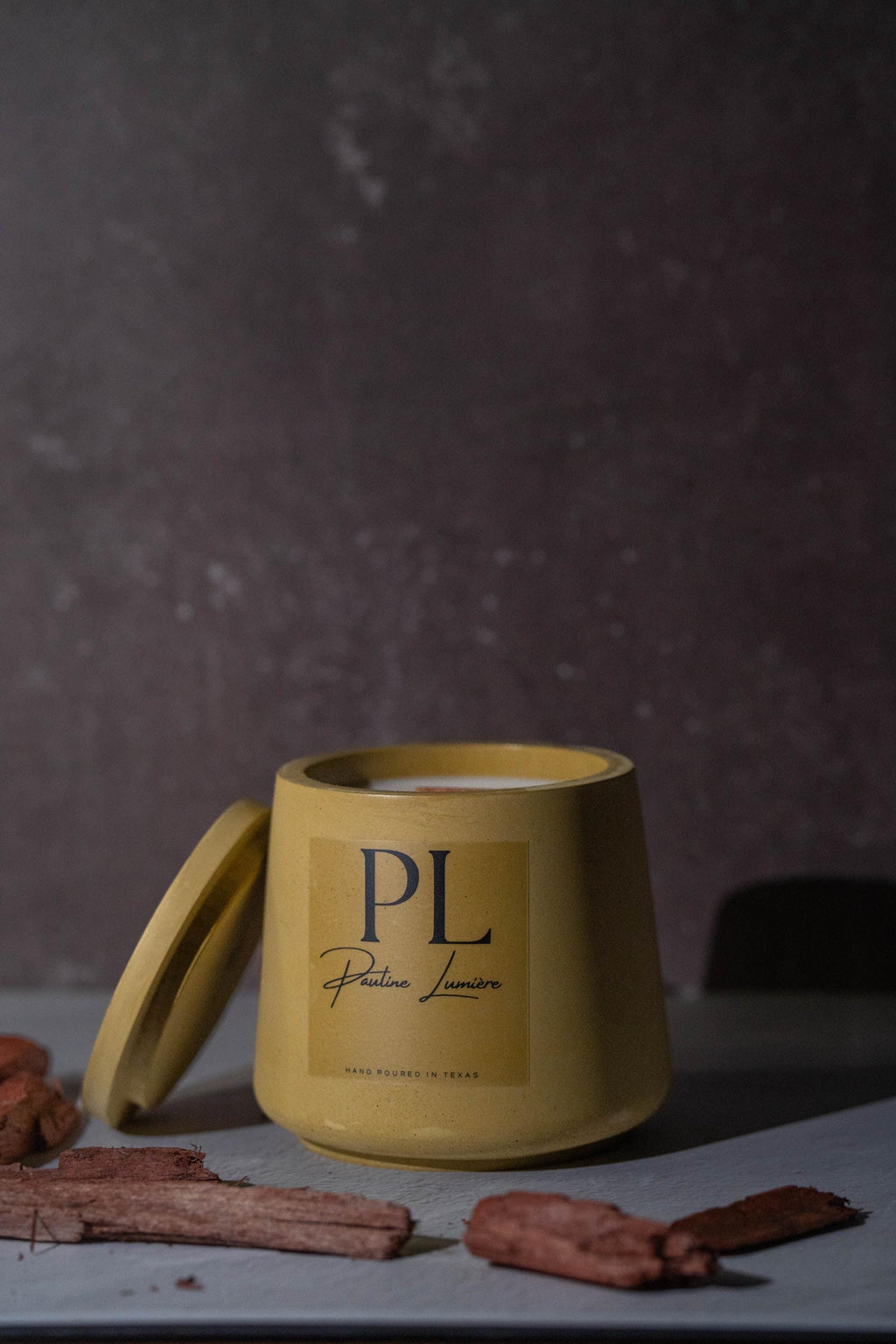 Handmade Jasmine Soy Candle • Olive Plaster Holder, Heart Opening Ritual