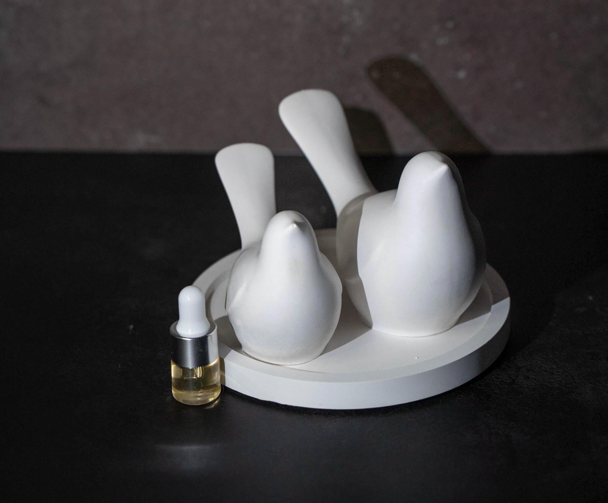 Three Birds Aroma Stone Sculpture | Handcrafted Gypsum Diffuser | Peaceful Home Decor