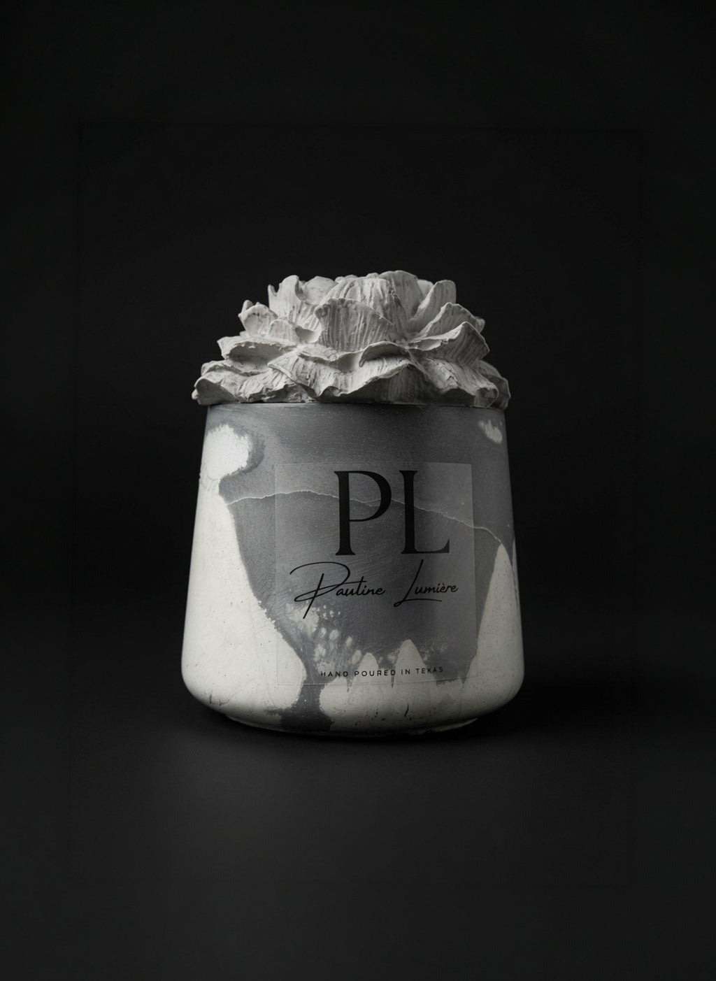 Obsidian Veil | Black Flower Concrete Candle | Frankincense, Myrrh, Palo Santo | Ritual Meditation Candle
