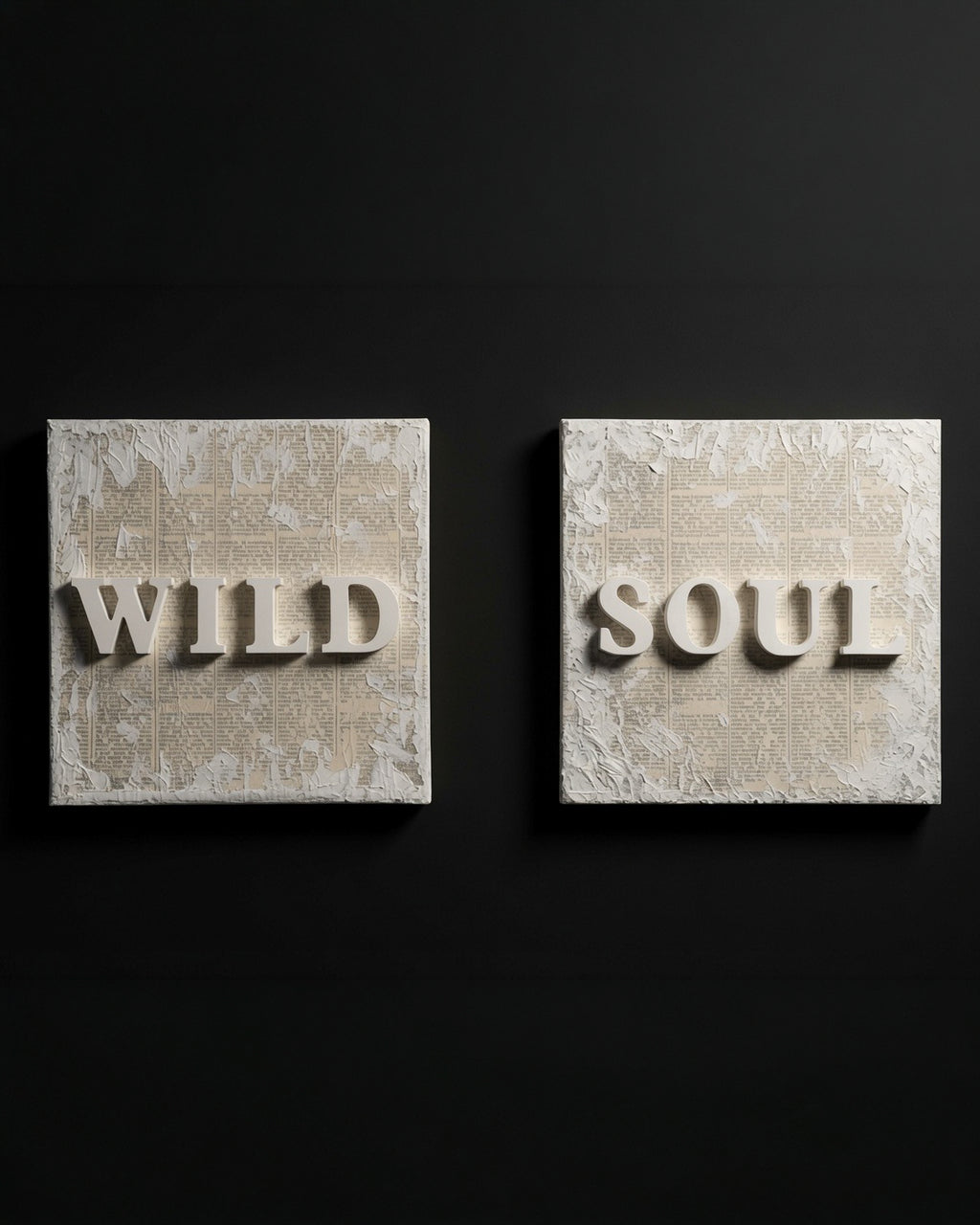WILD SOUL - Diptych - Textured Gypsum Art Set of 2