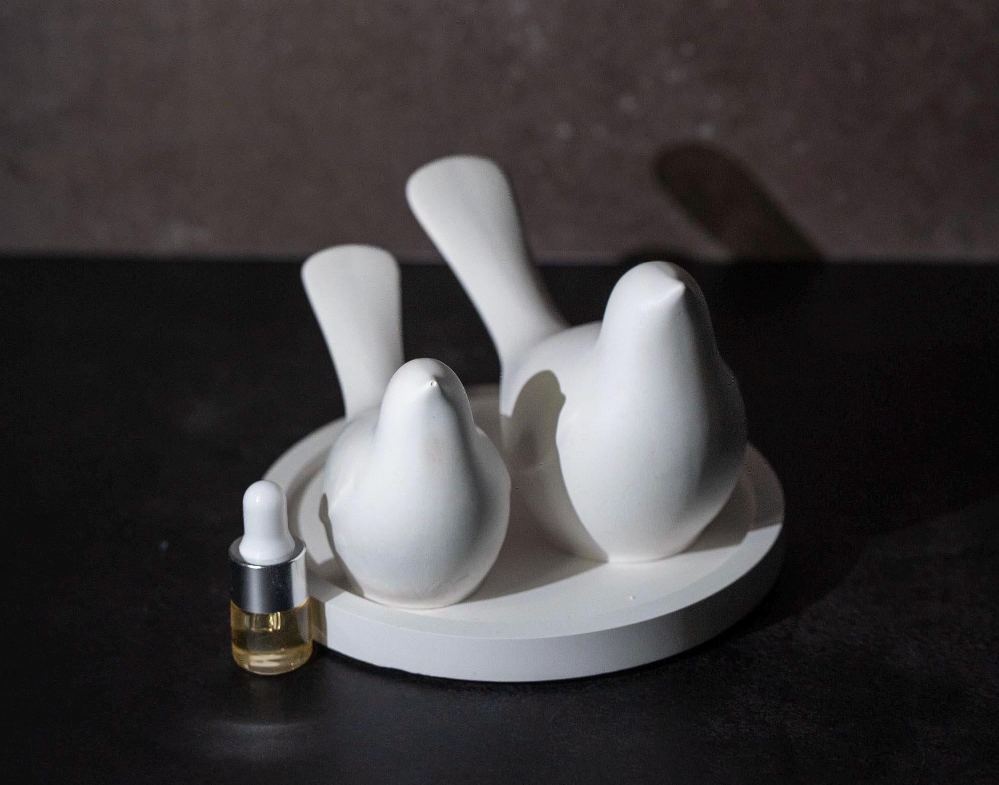 Three Birds Aroma Stone Sculpture | Handcrafted Gypsum Diffuser | Peaceful Home Decor